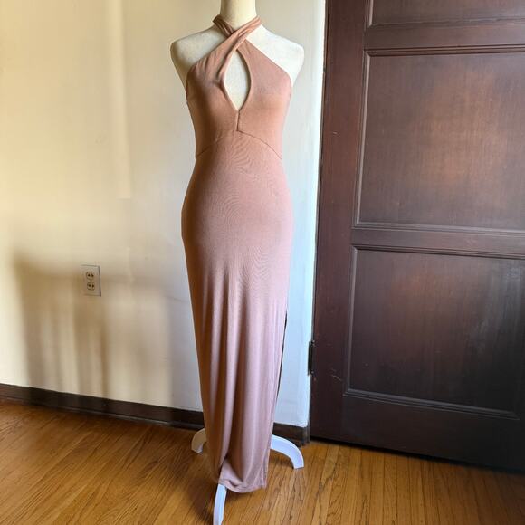 LOVERS + FRIENDS | Tyra Ribbed Midi Dress With Crossover Neckline and Slit Small - Picture 2 of 7